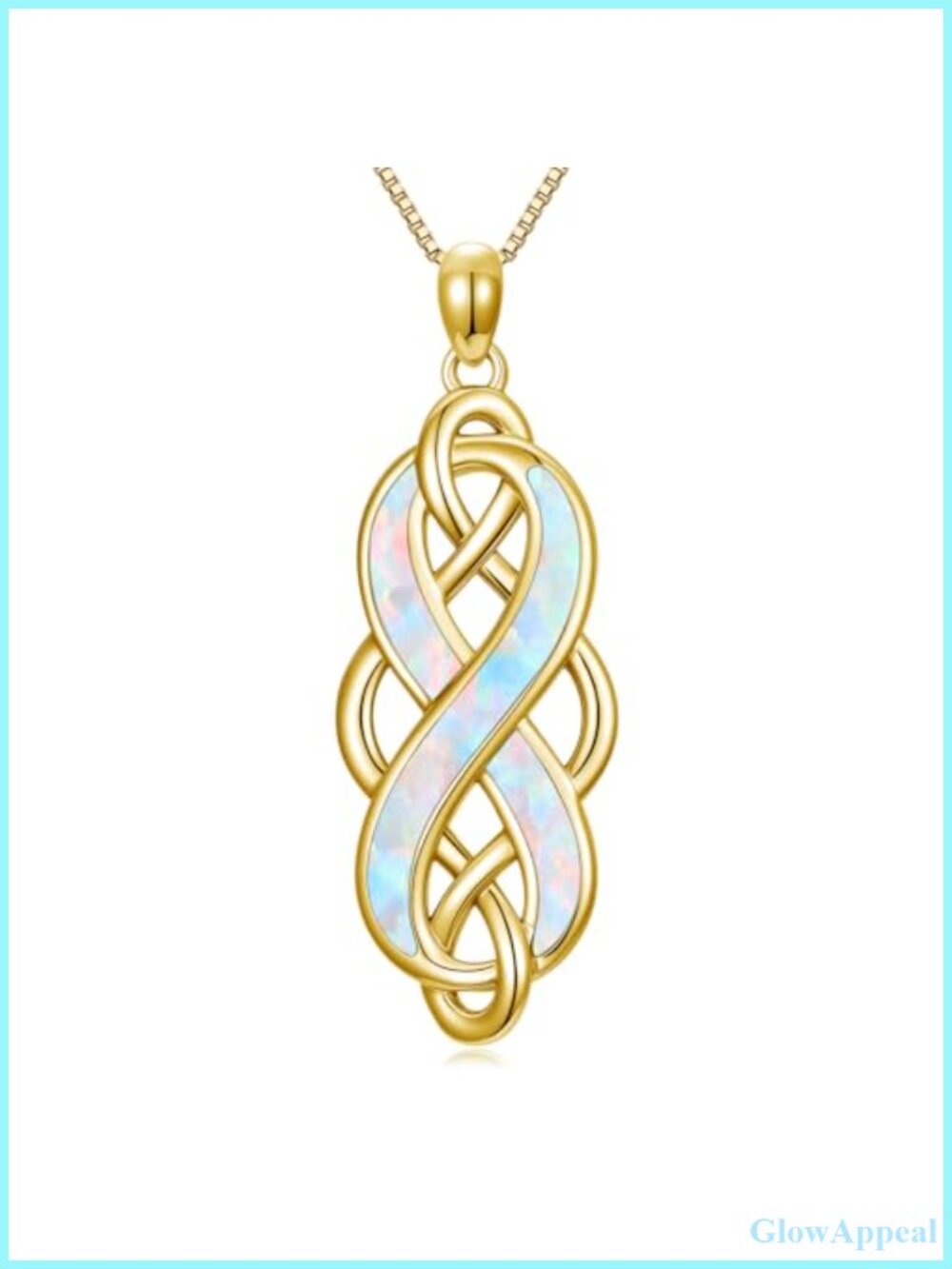 Celtic Knot Opal Necklace Infinity Pendant Irish Jewelry Gift for Women